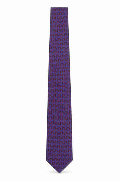 Mens James Meade Blue Geometric 100% Silk Pointed Tie