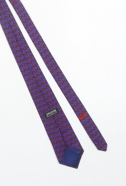 James Meade Men’s Blue Geometric Silk Pointed Tie Made in England