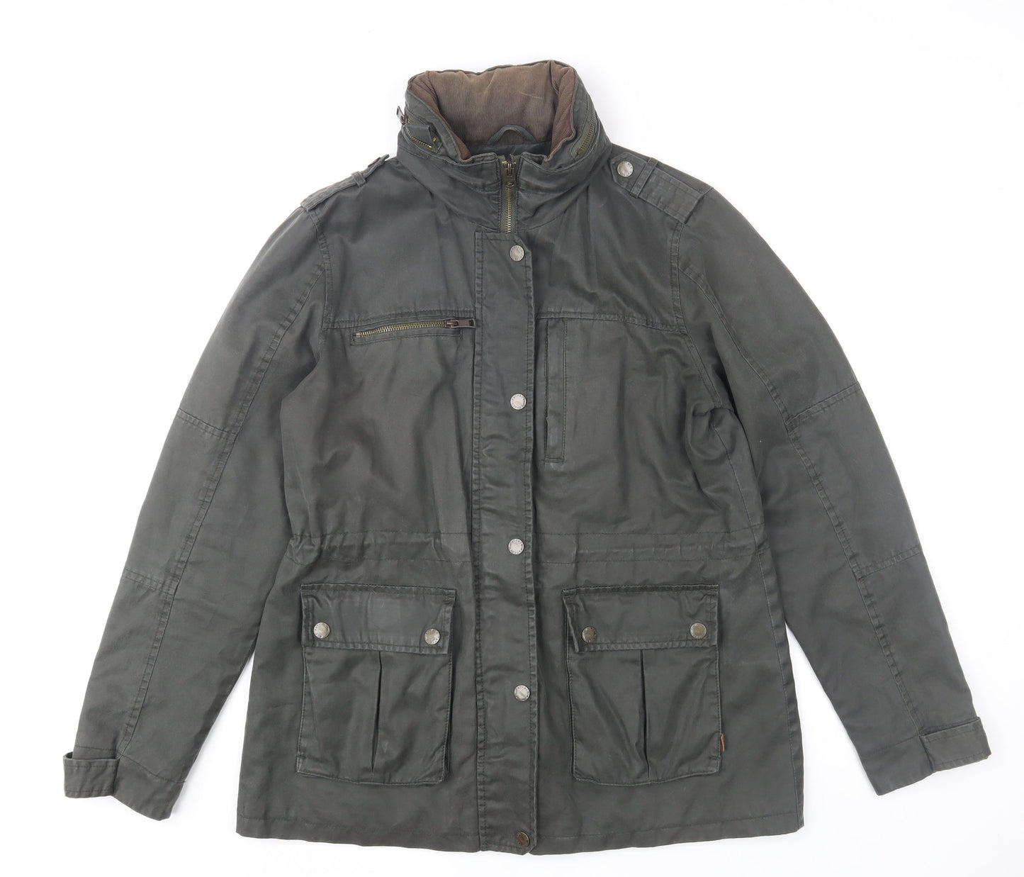 FatFace Women's Green Military Jacket Size 12 Water Resistant Cotton Blend