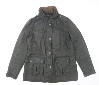 FatFace Women's Green Military Jacket Size 12 Water Resistant Cotton Blend