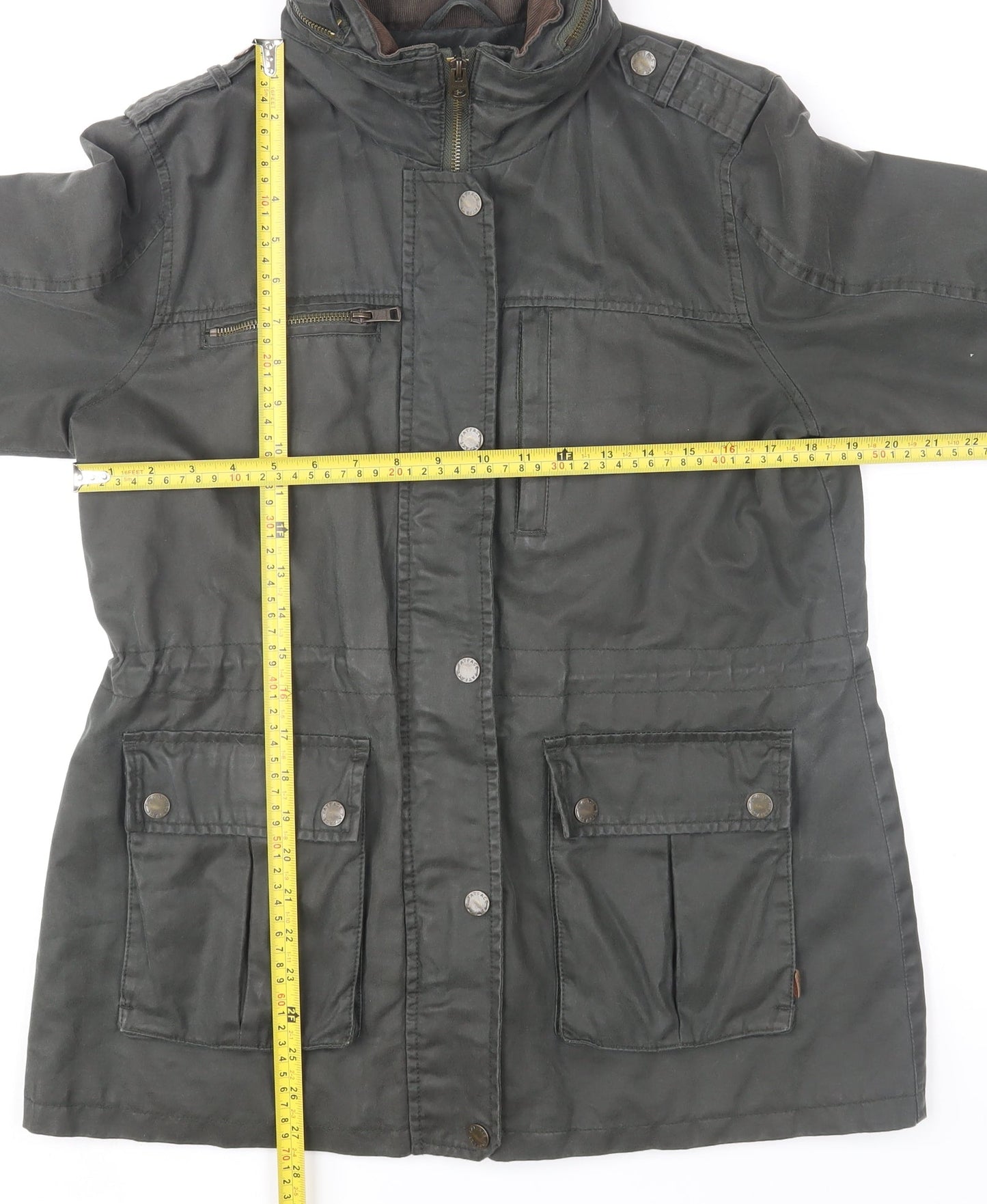 FatFace Women's Green Military Jacket Size 12 Water Resistant Cotton Blend