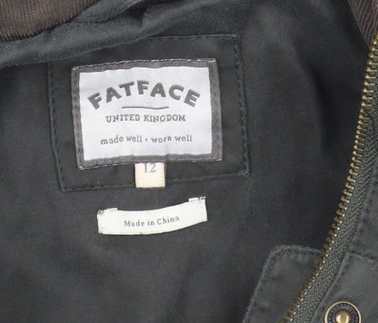 FatFace Women's Green Military Jacket Size 12 Water Resistant Cotton Blend