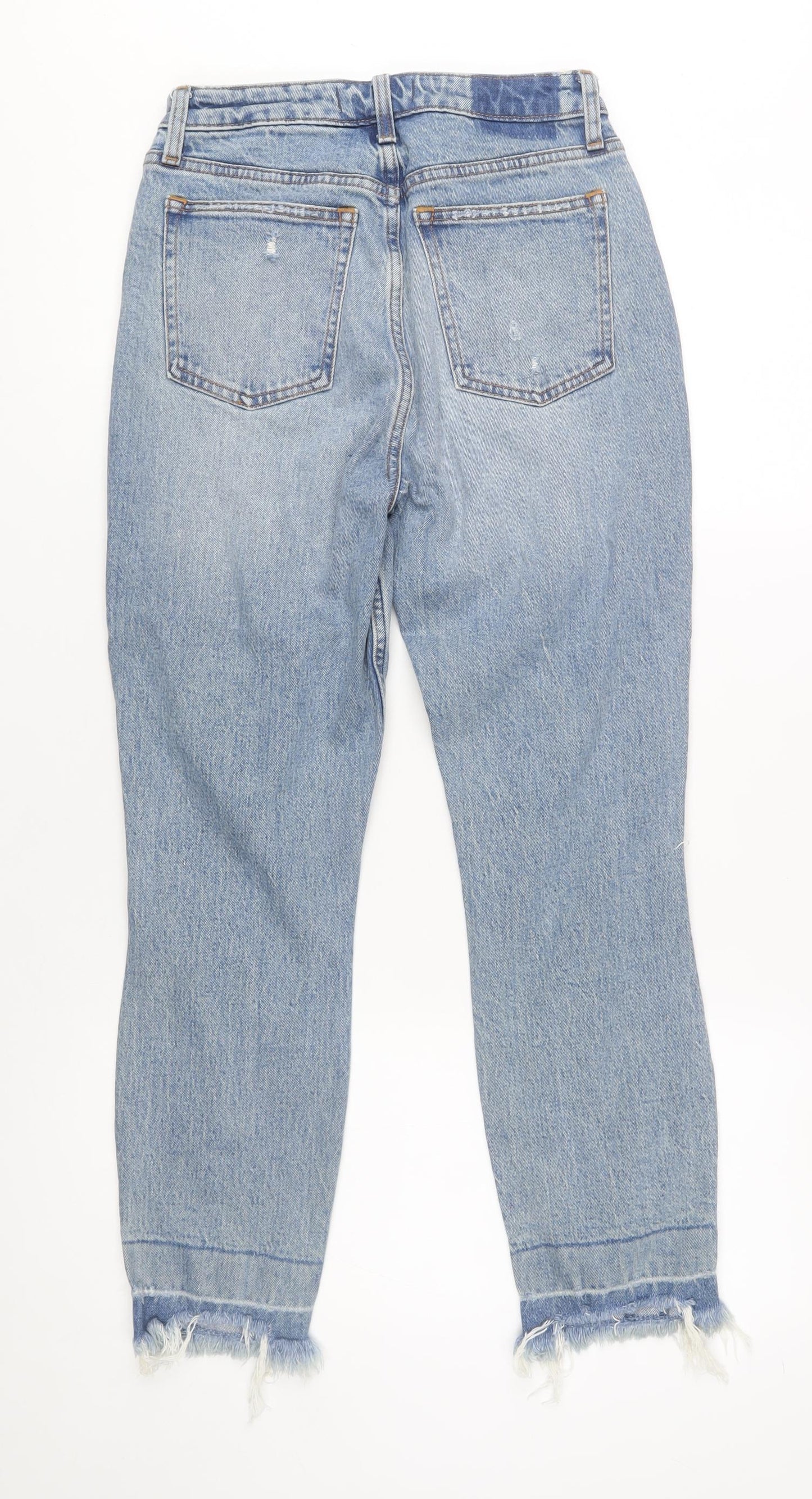 Abercrombie & Fitch Women's Blue High Rise Mom Jeans Size 26 Distressed Denim