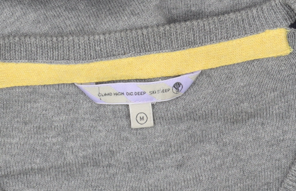 Rule The Way Grey Cotton V-Neck Jumper Men M Classic Knitwear