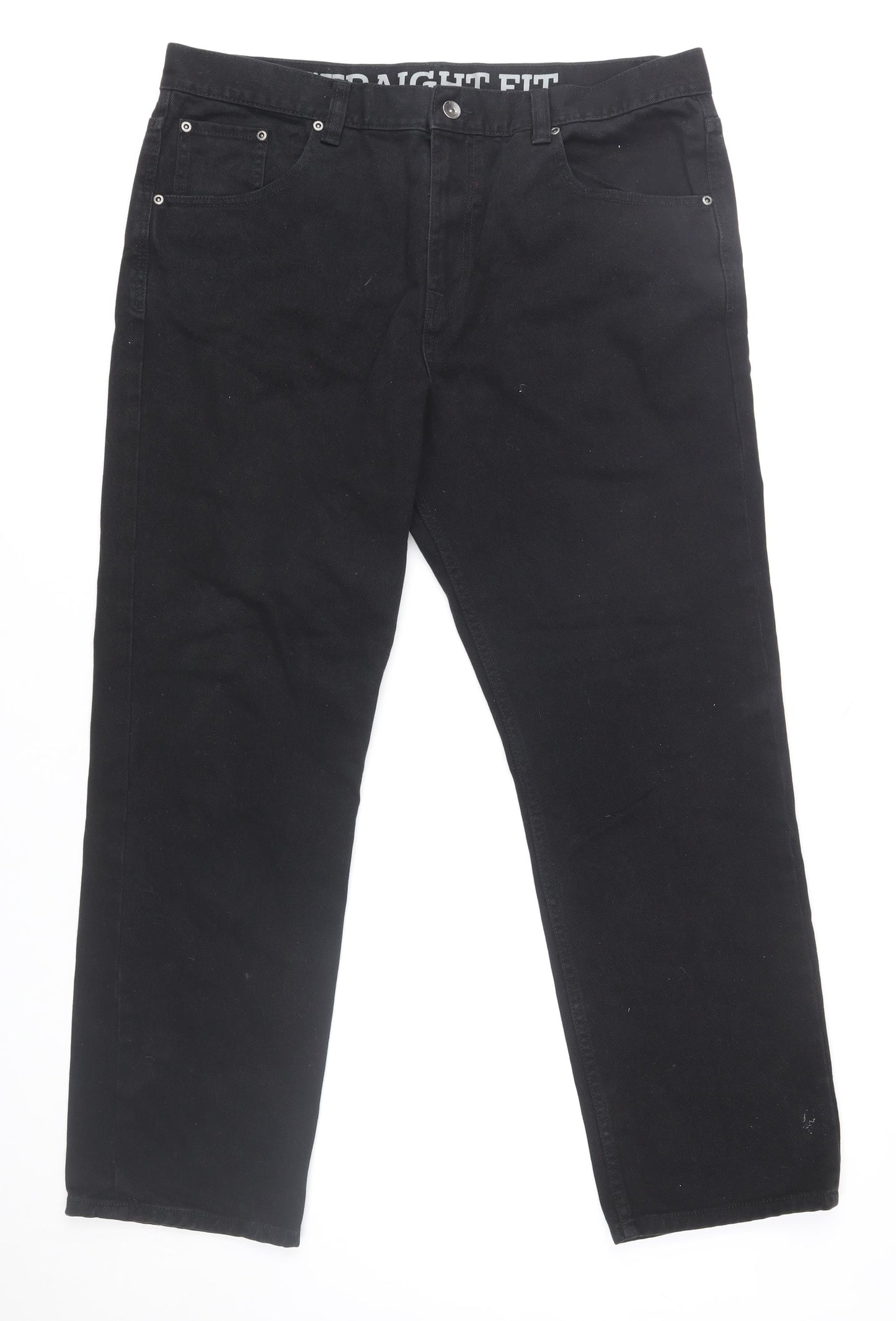 Maine New England Mens Black Straight Fit Jeans 38S Regular Denim