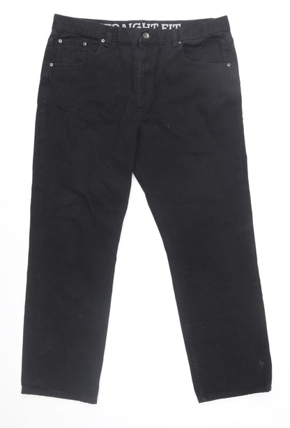 Maine New England Mens Black Straight Fit Jeans 38S Regular Denim