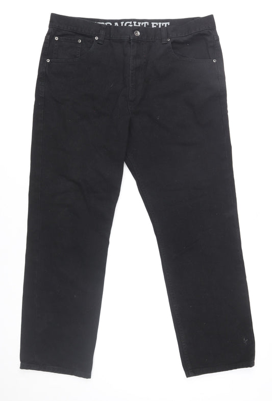 Maine New England Mens Black Straight Fit Jeans 38S Regular Denim