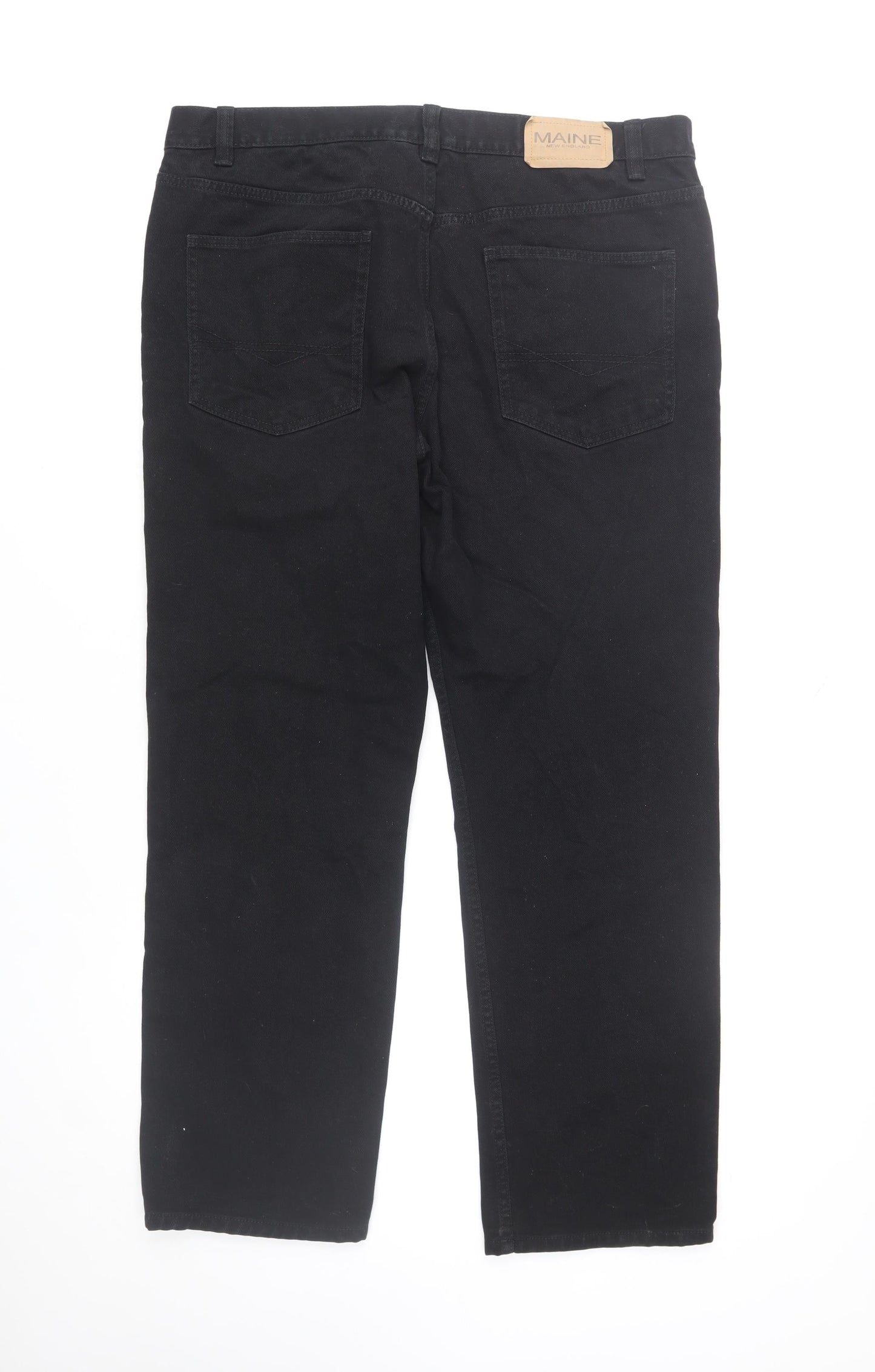 Maine New England Mens Black Straight Fit Jeans 38S Regular Denim