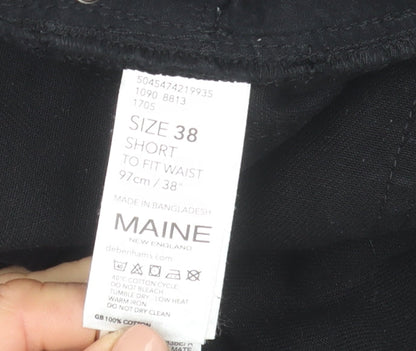 Maine New England Mens Black Straight Fit Jeans 38S Regular Denim