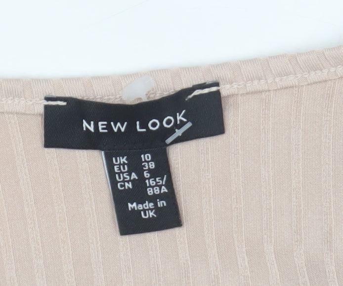 Womens UK Size 10 New Look Beige Wrap Blouse