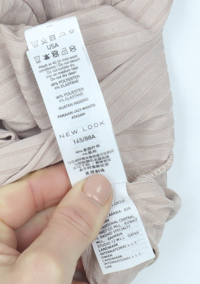 Womens UK Size 10 New Look Beige Wrap Blouse