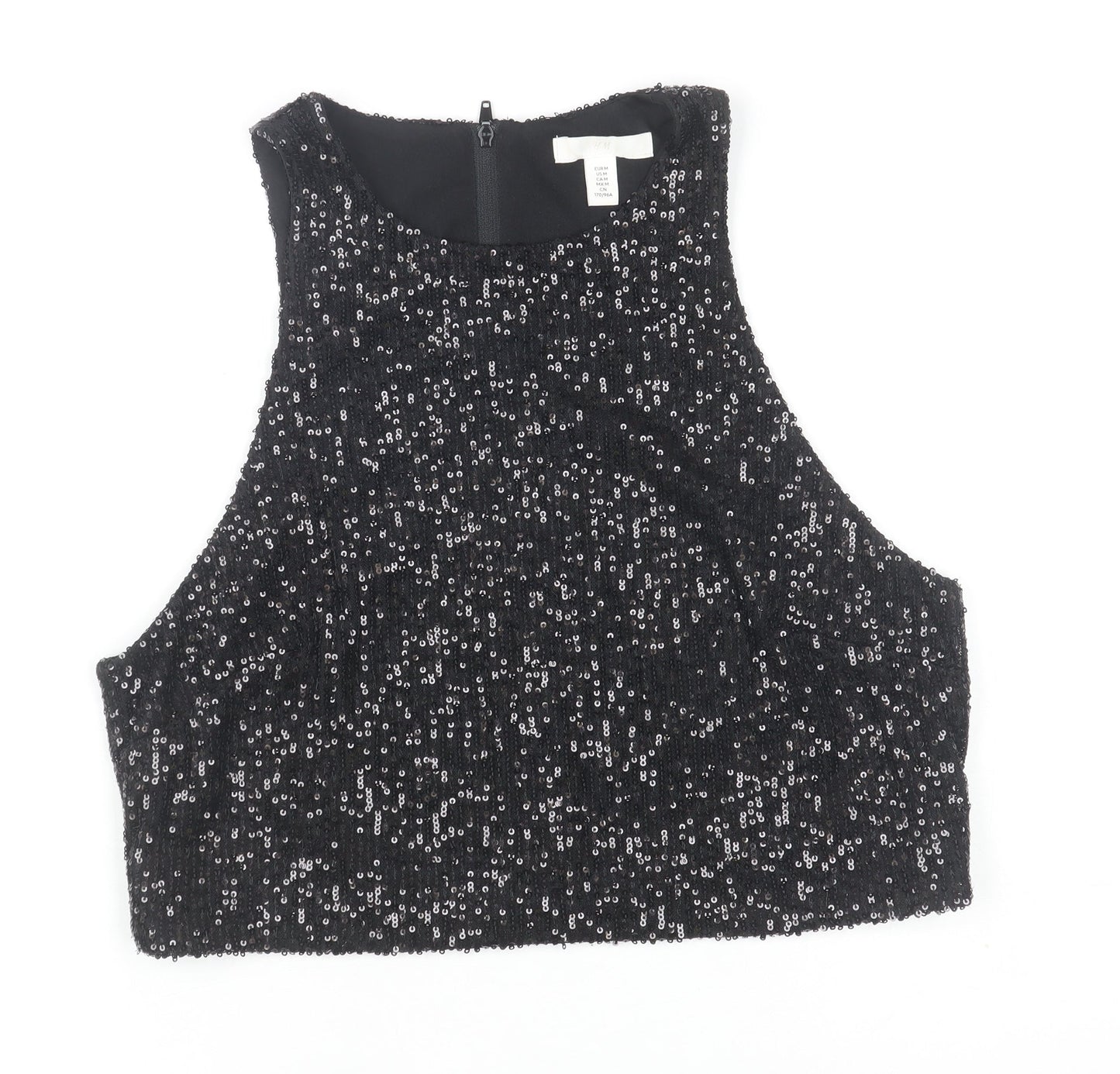 Womens UK Size 12 H&M Black Cropped Tank