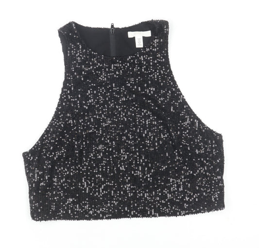 Womens UK Size 12 H&M Black Cropped Tank