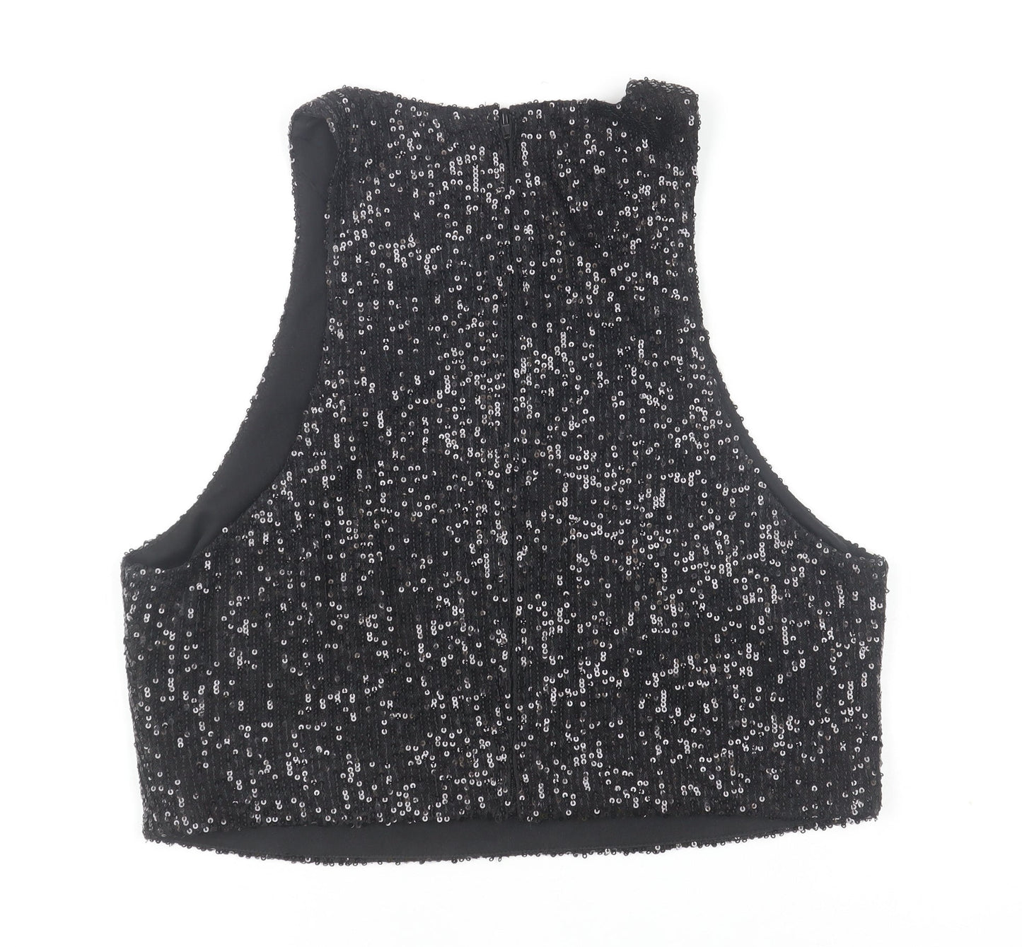 Womens UK Size 12 H&M Black Cropped Tank