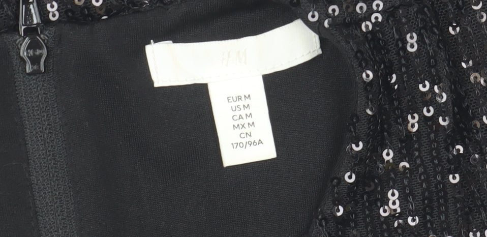 Womens UK Size 12 H&M Black Cropped Tank