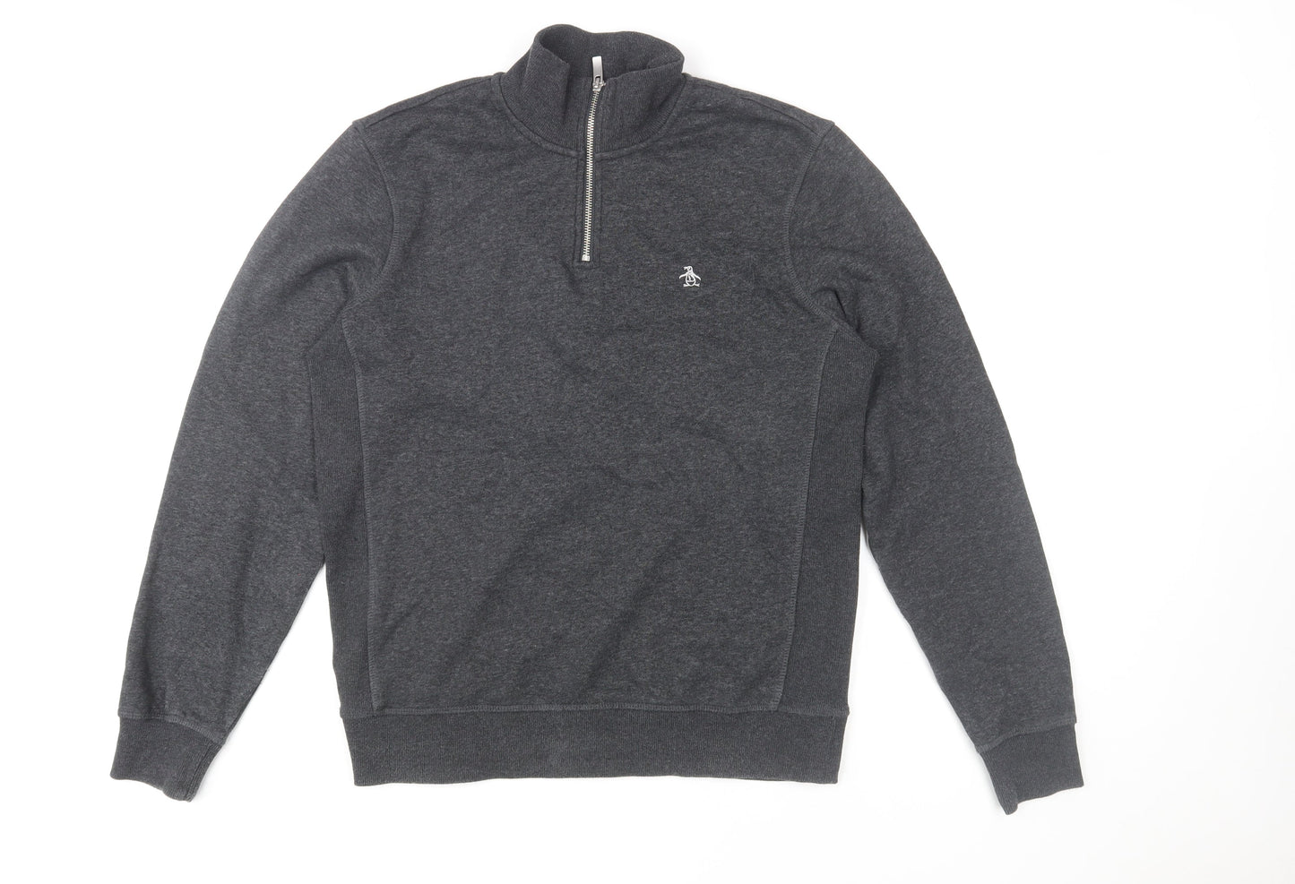 Original Penguin Men's Grey 1/4 Zip Jumper Size S Regular Fit
