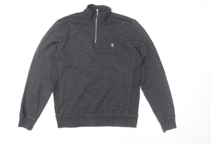 Original Penguin Men's Grey 1/4 Zip Jumper Size S Regular Fit