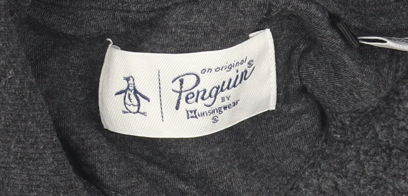 Original Penguin Men's Grey 1/4 Zip Jumper Size S Regular Fit