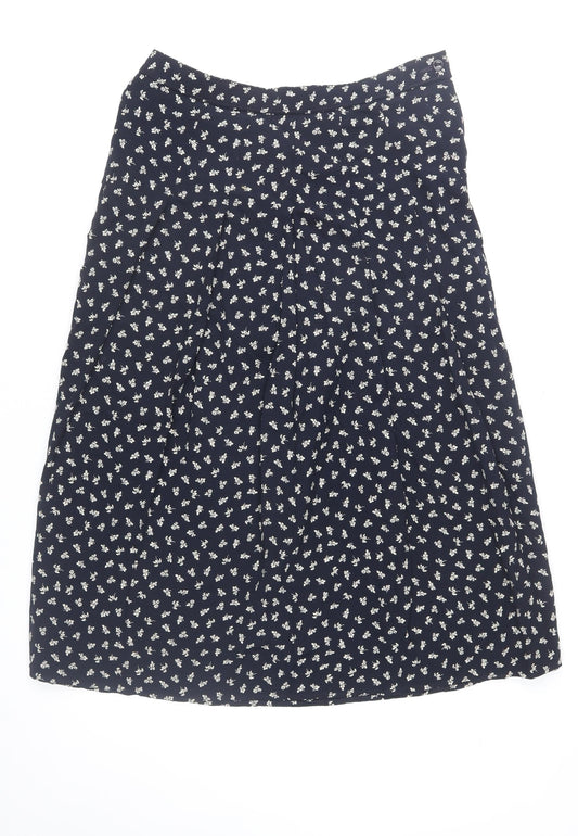 Marks and Spencer Women Blue Floral A-Line Midi Skirt Size 16