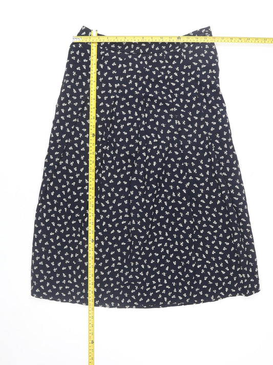 Marks and Spencer Women Blue Floral A-Line Midi Skirt Size 16