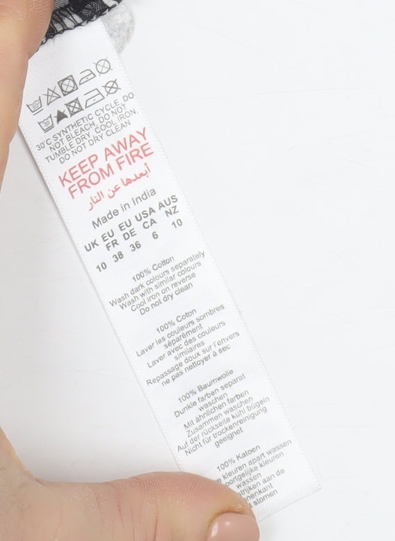 Dorothy Perkins Petite Black Check Embroidered Midi A-Line Dress Size 10