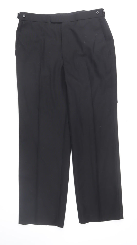 Marks and Spencer St Michael Men's Black 34W 29L Dress Trousers Wool Blend