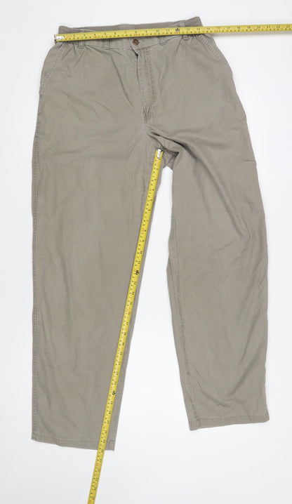 Marks and Spencer Men Light Taupe Cotton Chino Trousers 34in Waist 31in Leg