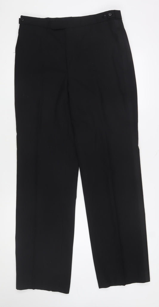 Marks and Spencer St Michael Men's Black Wool Blend Dress Trousers 34W 33L Classic Fit