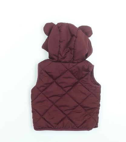 Disney Baby at George Red Quilted Mickey Mouse Hooded Puffer Waistcoat 0-3 Months