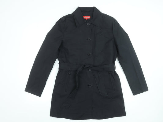 Womens UK Size 10 Review Black Trench Coat