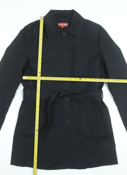 Womens UK Size 10 Review Black Trench Coat