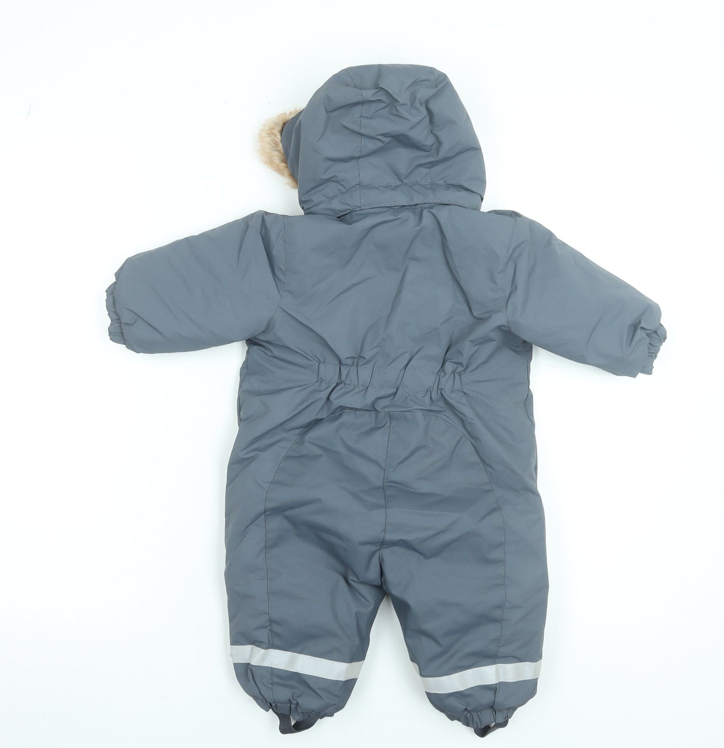 H&M Unisex Baby Grey Hooded Snowsuit 3-6 Months Winter Padded Zip