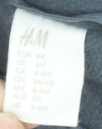 H&M Unisex Baby Grey Hooded Snowsuit 3-6 Months Winter Padded Zip