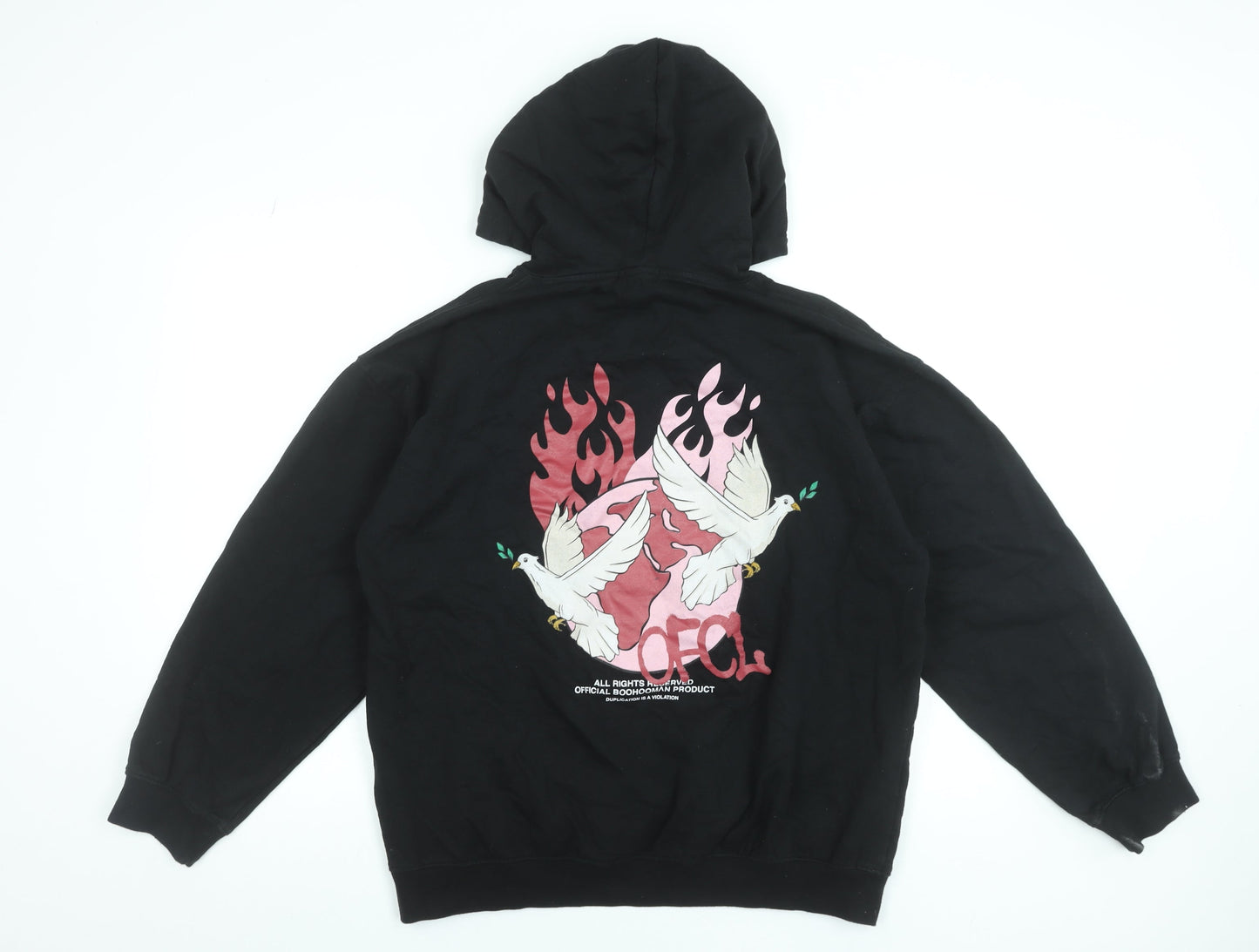 Mens UK Size S boohooMAN Black Pullover Hoodie