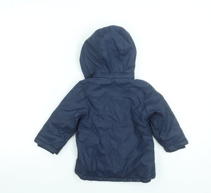 Mini Rainbow Boys Blue Hooded Puffer Jacket 18-24 Months Waterproof Lined