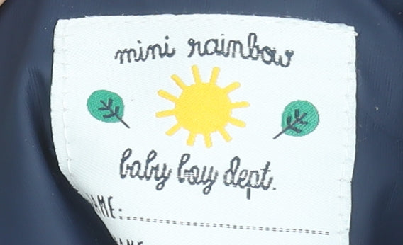 Mini Rainbow Boys Blue Hooded Puffer Jacket 18-24 Months Waterproof Lined