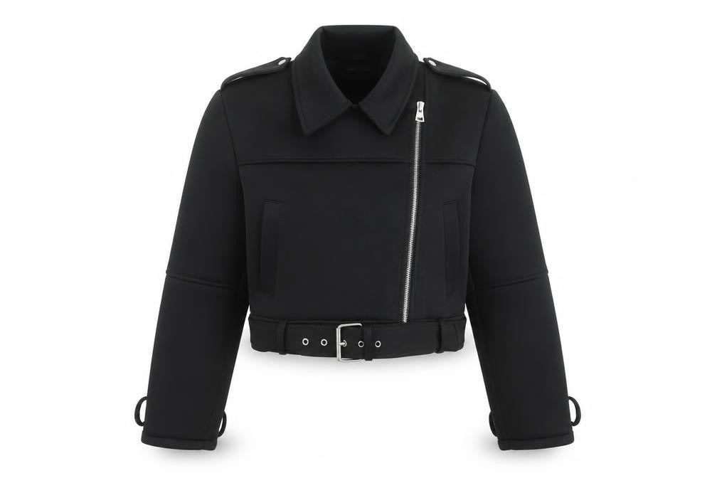 Womens UK Size 8 ASOS DESIGN Black Biker Coat