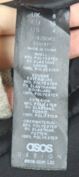 ASOS DESIGN Womens Black Size 8 Cropped Biker Jacket with Belt