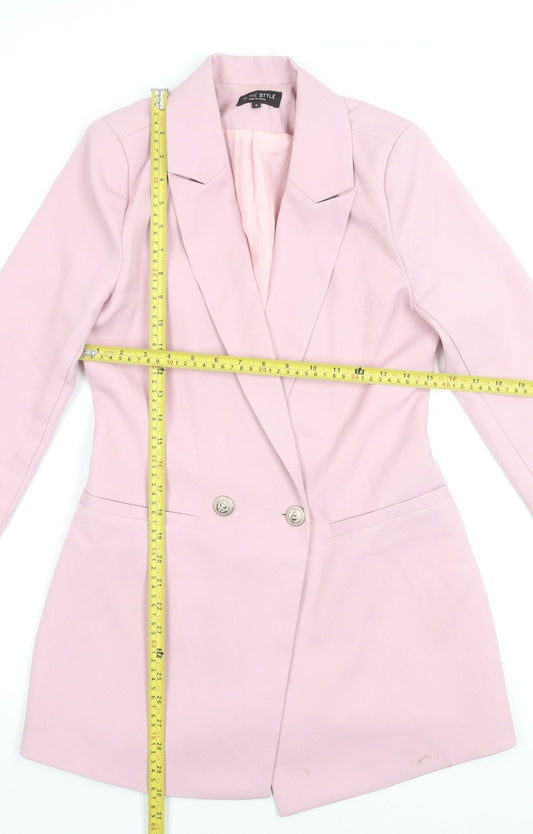 In The Style Women Pink Size 6 Blazer Dress Long Sleeve Button