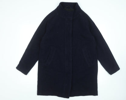 Rohan Womens Black Wool Long Overcoat Size 14 Lined Classic Style