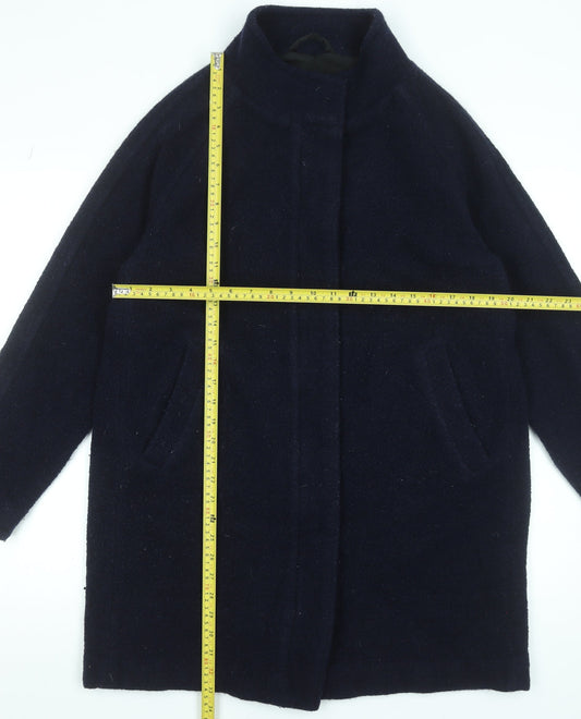 Rohan Womens Black Wool Long Overcoat Size 14 Lined Classic Style