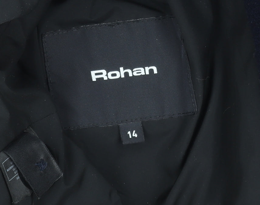 Rohan Womens Black Wool Long Overcoat Size 14 Lined Classic Style