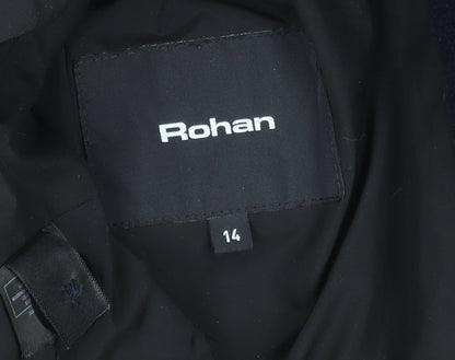 Rohan Womens Black Wool Long Overcoat Size 14 Lined Classic Style