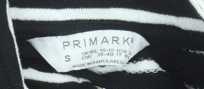 Primark Women Black Striped 1/2 Zip Pullover Sweatshirt Size 10/12