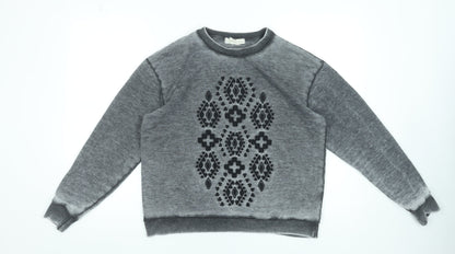 Womens UK Size S Sitting At Star Grey Pullover Sweatshirt