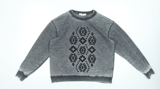 Womens UK Size S Sitting At Star Grey Pullover Sweatshirt