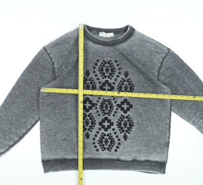 Womens UK Size S Sitting At Star Grey Pullover Sweatshirt