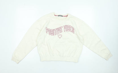 Primark Girls Ivory Positive Vibes Crew Neck Sweatshirt 12-13 Years