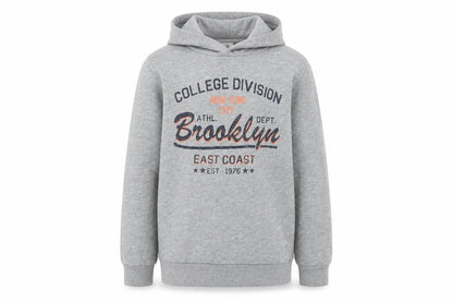 NAME IT Boys Grey Brooklyn Graphic Pullover Hoodie 9-10 Years Cotton Blend