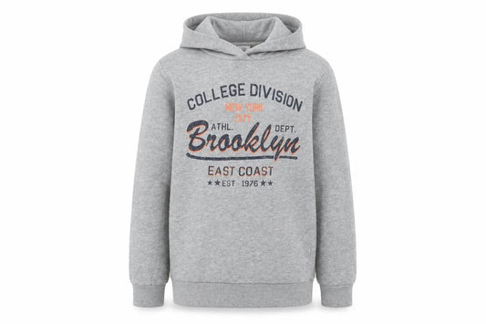 NAME IT Boys Grey Brooklyn Graphic Pullover Hoodie 9-10 Years Cotton Blend